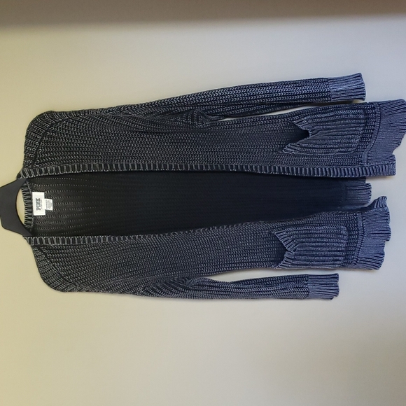 Victoria's Secret PINK Cardigan *RARE* XS Black White Gray Marbled Distressed - Picture 2 of 7